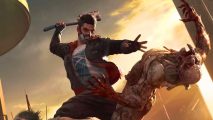 A man aims an axe at a zombie in Dying Light 2