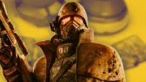 Fallout Special Anthology: a character from Fallout 76 stands in a mask wielding a gun