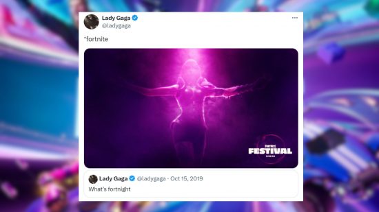 Lady Gaga's Fortnite festival post