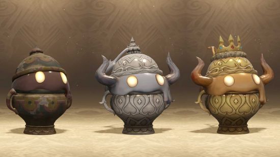 A Slime, Silverslime, and Goldslime in Granblue Fantasy Relink.
