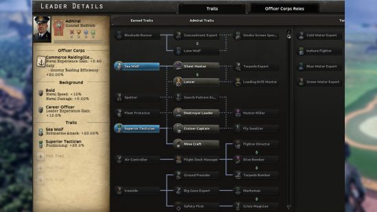 Hearts of Iron 4 Bolivar patch - A look at the new Admiral traits tree, reworked for the new update.