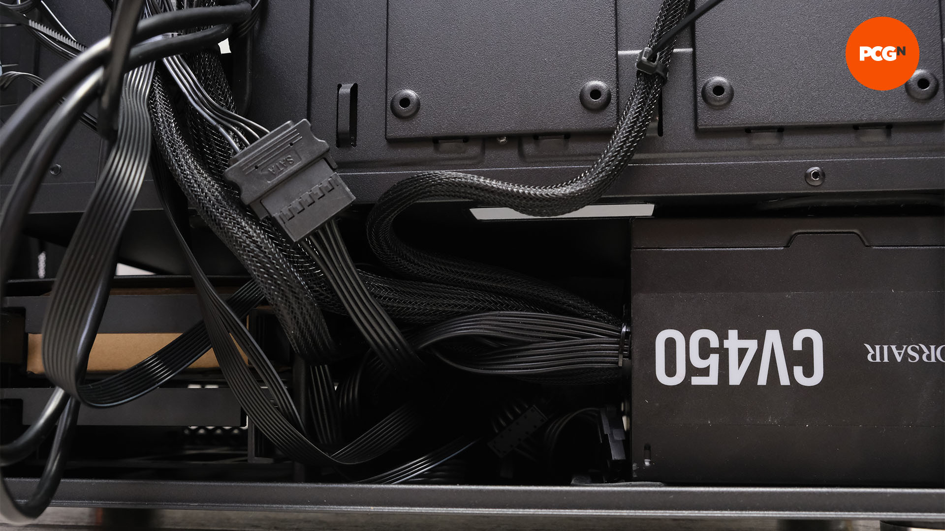 How to build a gaming PC: Stow cables in the PSU area