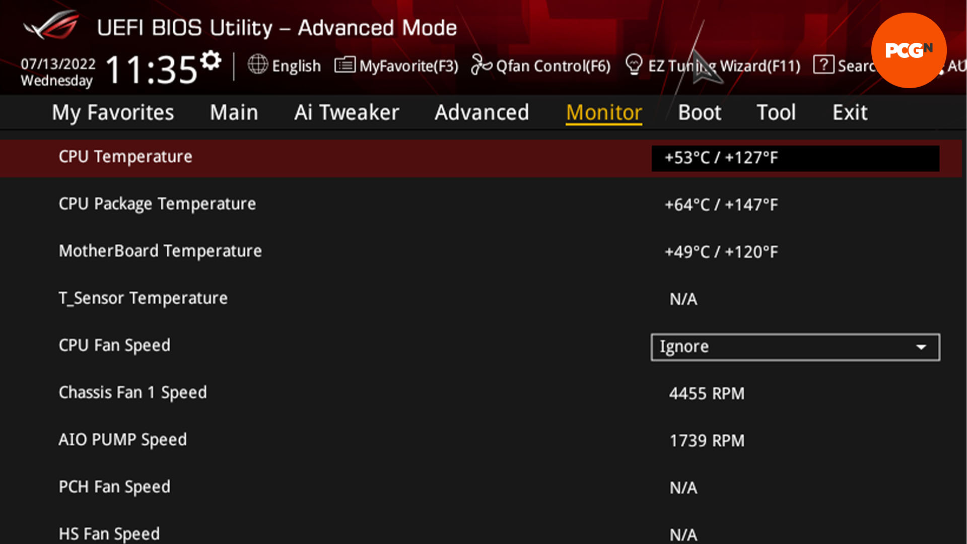 How to build a gaming PC: Check CPU temperature in EFI