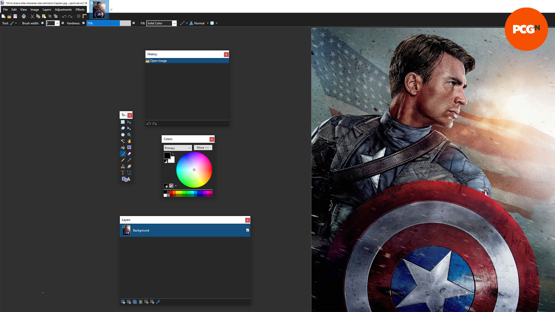 How to engrave your PC case: Captain America image in Paint.Net