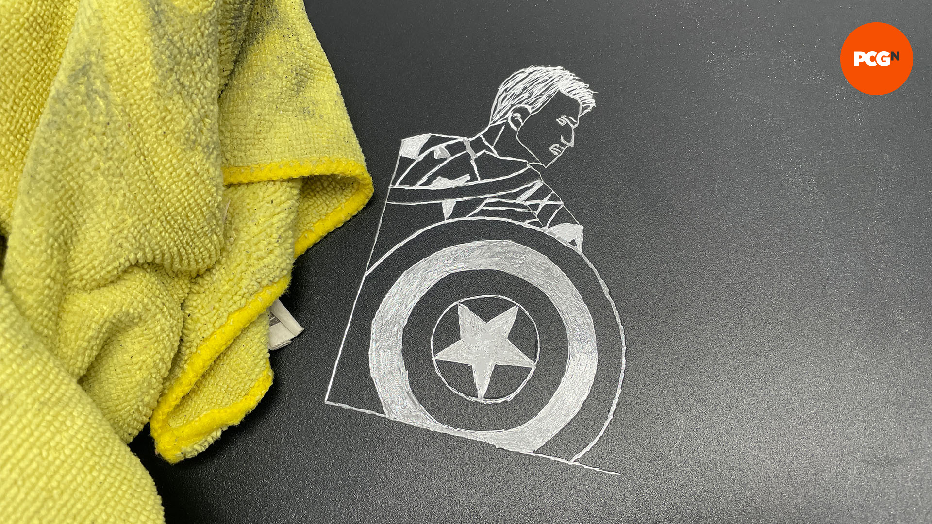 How to engrave your PC case: Clean finished panel with Captain America engraving