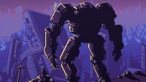 Into the Breach is half price right now - A mech looks out over a destroyed city.