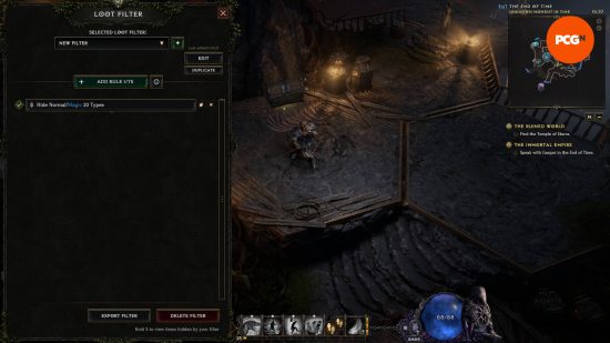 An example of an extremely basic Last Epoch loot filter that hides all normal and magic items.