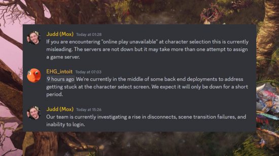 Last Epoch stuck connecting: messages from the devs in the Last Epoch Discord server