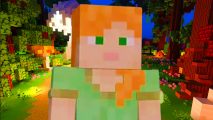 Minecraft adds new bogged mob in 1.21 update: A blocky, red-haired woman from Minecraft.