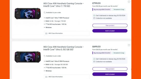 MSI Claw UK price and release date