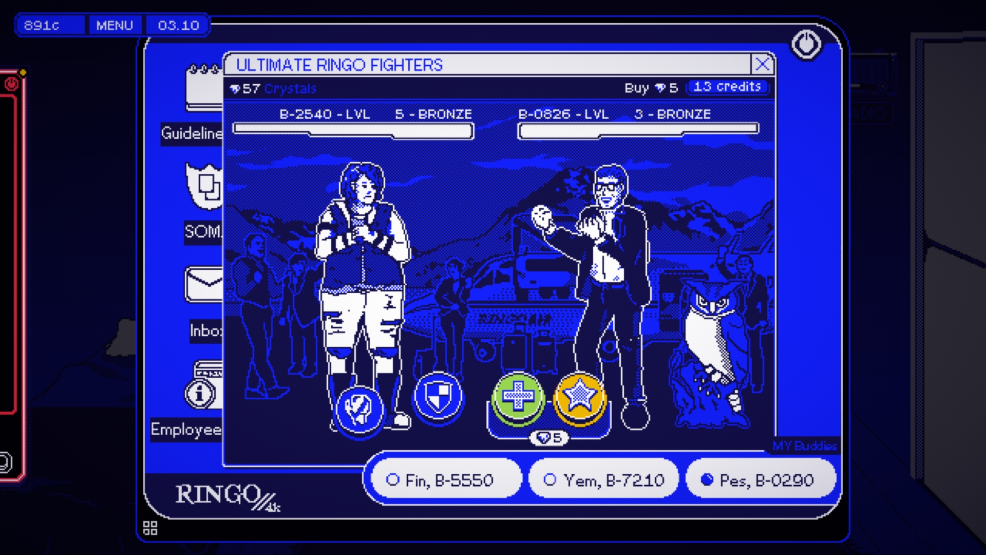 Indie game, CorpoNation screenshot showing the game Ringo Fighters in action.