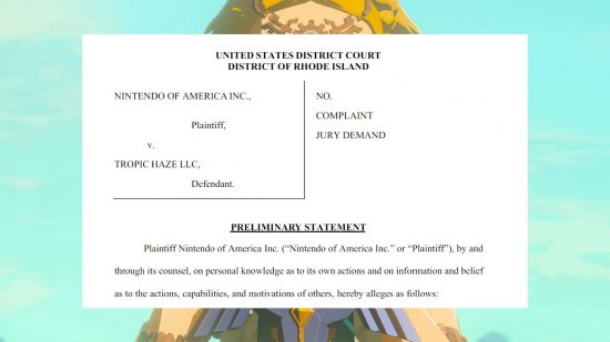 Nintendo suing Yuzu: an image of the document filing from Nintendo