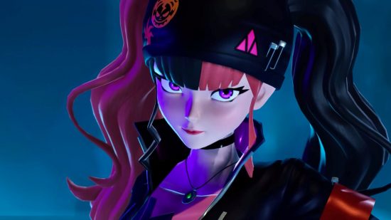 Palworld Steam player drop: a girl with black and pink hair in ponytails