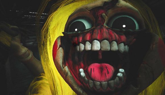 Poppy Playtime review: Miss Delight jump scares the player in Poppy Playtime Chapter 3, Deep Sleep.