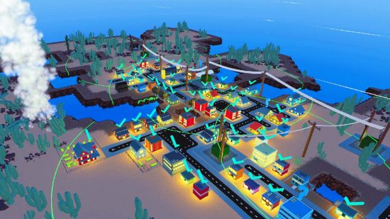 Power Network Tycoon Steam building game: A bustling town from Steam building game Power Network Tycoon