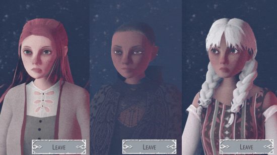 Reka character customization - three different character styles, each with varying skin tone, face shapes, hair, and outfits.