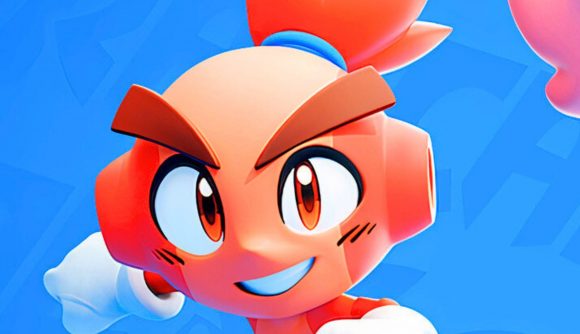 Rollin' Rascal Steam demo: a red faced boy with an oval head looks into the camera