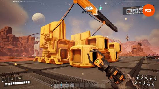 Satisfactory interview - Community manager Snutt Treptow builds a series of objects using the blueprint feature.