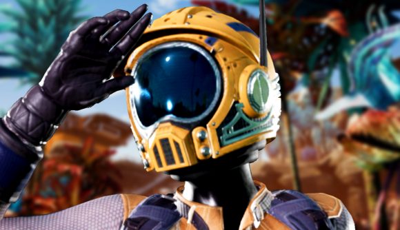 Satisfactory interview: Coffee Stain has "a huge backlog of ideas" as it prepares for the Satisfactory update 1.0 launch - An adventurer wearing a yellow helmet looks out to the horizon.