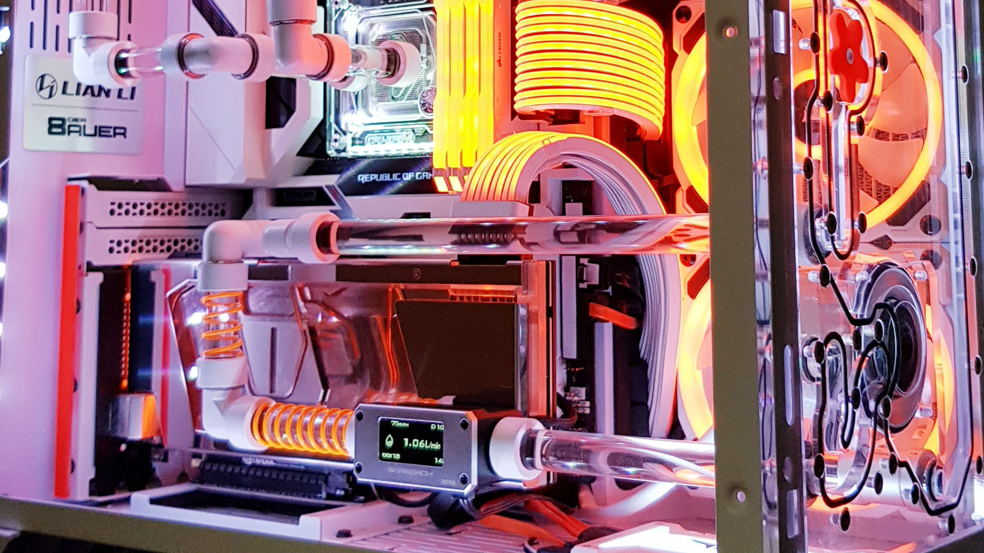 A monitoring tool is added to the custom loop in this Star Wars gaming PC