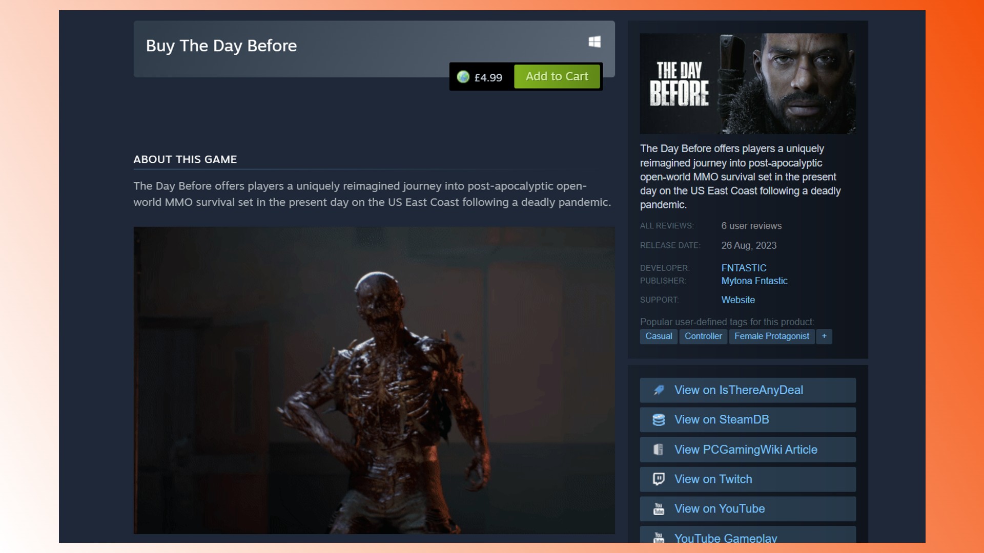 The Day Before Steam page back: A fake Steam page for The Day Before