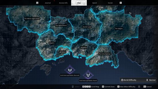 Die First Descendant-Karte – Eine Übersicht über die vollständige Feldkarte für das gesamte Spiel.