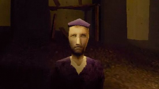 Threshold Steam: a low poly face of a man in old timey clothes