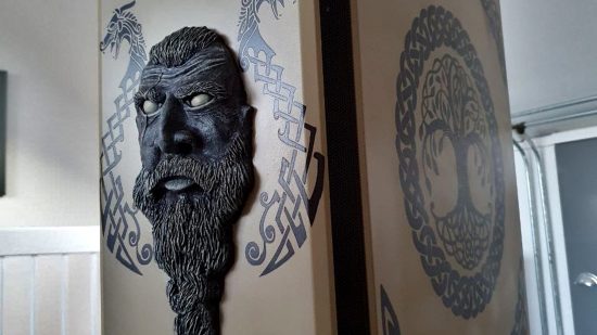 A viking custom PC case mod which has a viking face on the front
