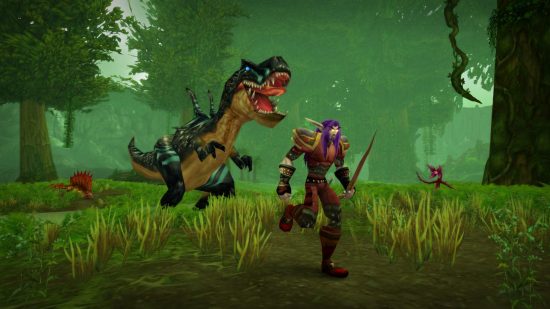 The best WoW Classic SoD Phase 2 classes: a hunter chased by a beast