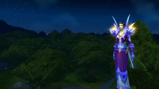 The best WoW Classic SoD Phase 2 classes: a mage in blue and purple robes