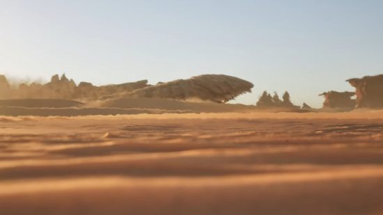 Dune awakening trailer graphics: a landscape shot of desert sand going on for miles