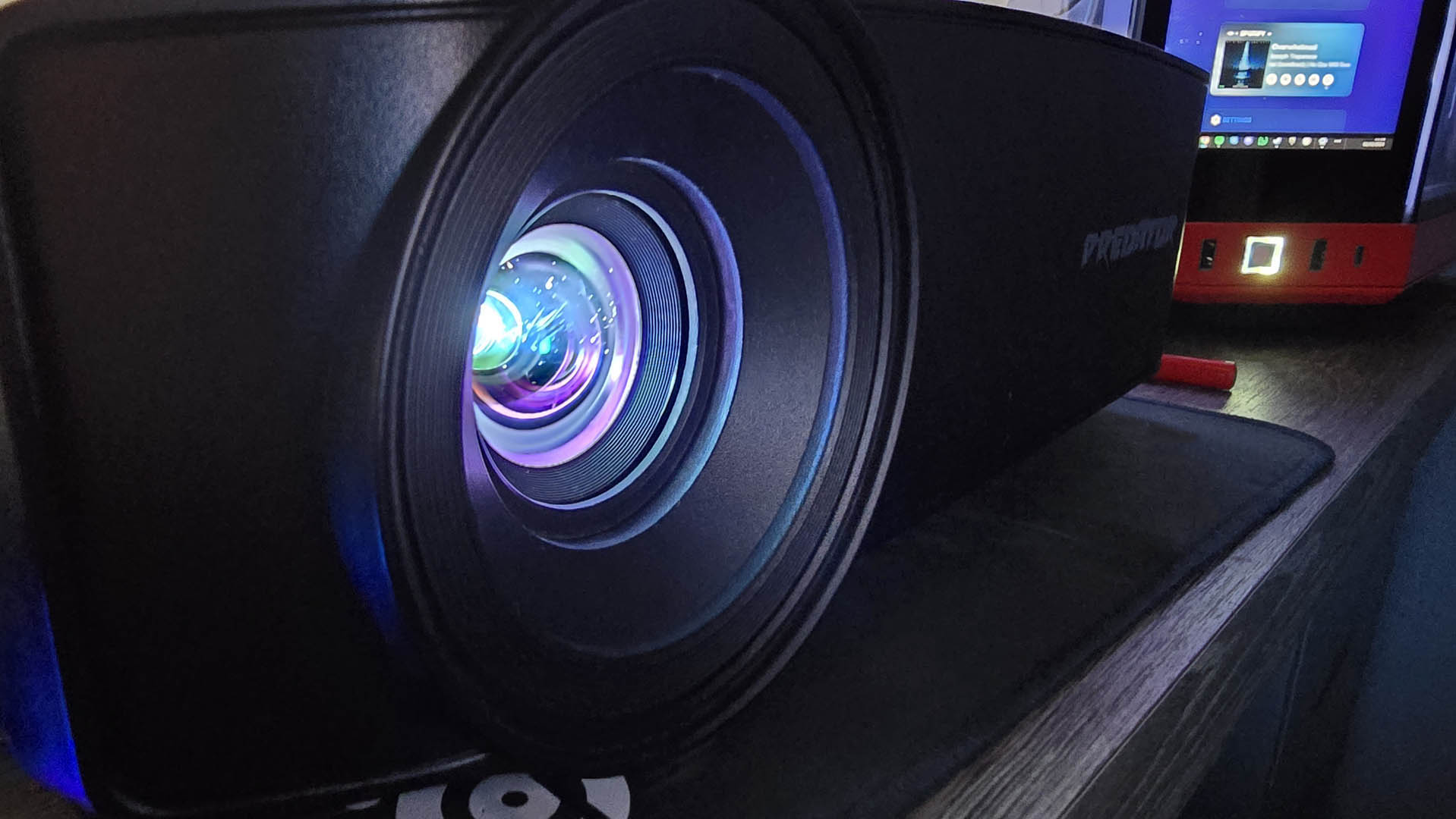 The Acer Predator G711 projector lens up-close