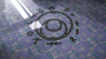 A strange symbol burned into the carpet in Dr Grey's apartment in Alone in the Dark.