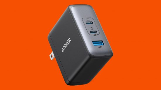An image of the Anker 736 charging block against an orange background