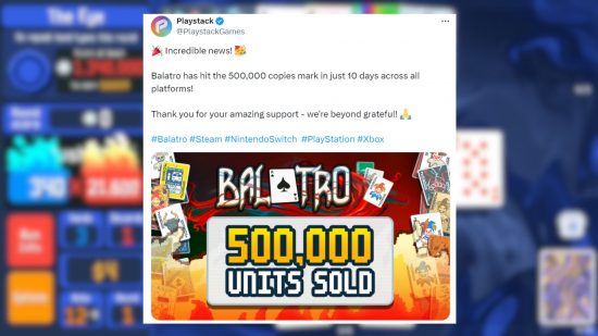 Playstack's post on X about Balatro