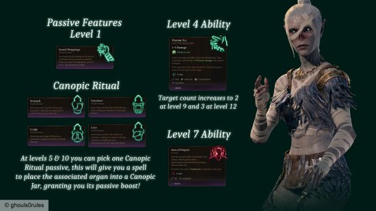 Baldur's Gate 3 mod undead races: a stat and ability screen for the BG3 mummy race