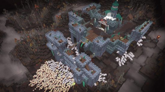 Cataclismo - Hordes of enemies cluster around the entrance points of a giant castle.