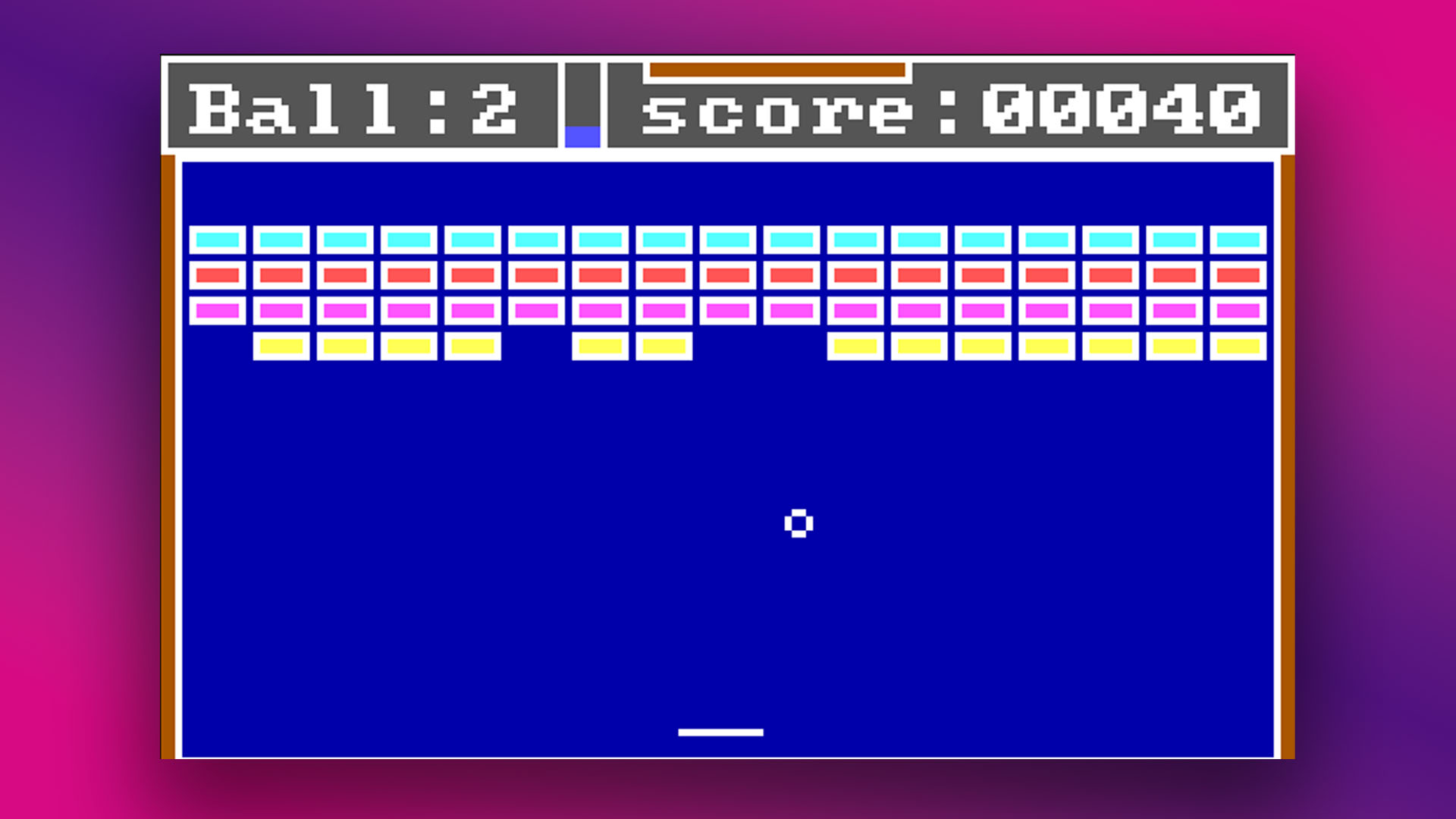 CGA graphics: Breakout clone Bricks in text mode with 16 colors