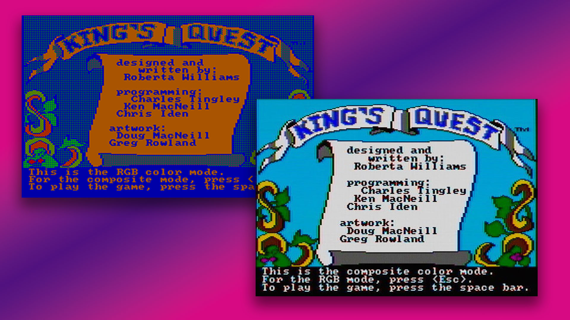 CGA graphics: King's Quest in RGB and composite mode