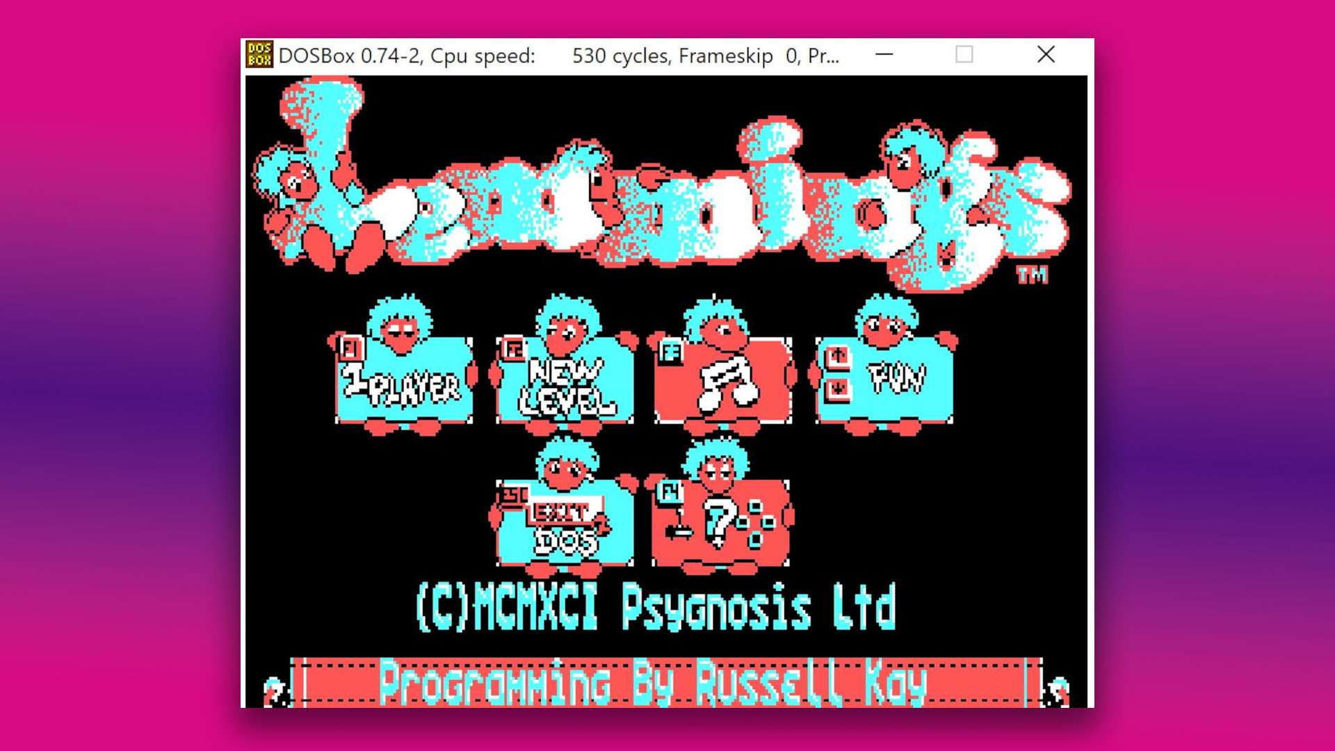 CGA graphics: Lemmings Dropbox screenshot