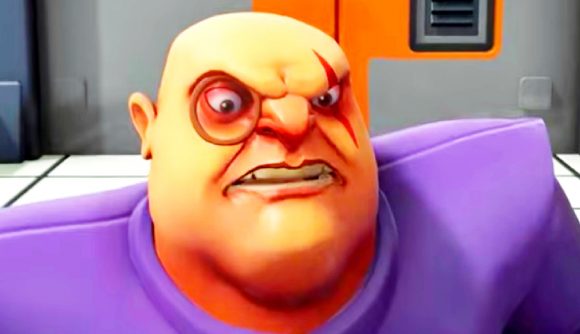 Strategy game classic's sequel on deep Steam discount: A scarred bald cartoon man, from Evil Genius 2.