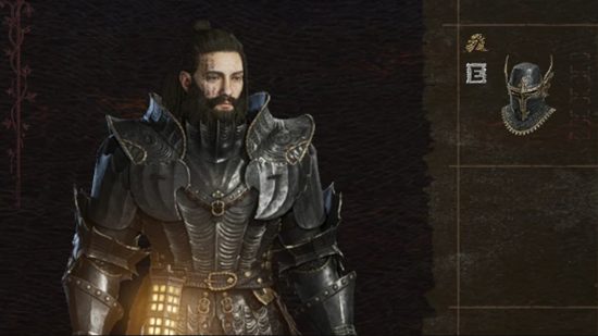 Dragon's Dogma 2 mods: a bearded warrior, wearing a full set of armor, minus a helmet.