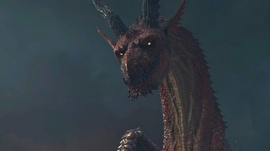 New PC games: a dragon leers menacingly at an unseen foe in Dragon's Dogma 2