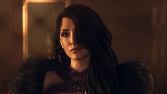 Dragon's Dogma 2 romance: a woman with long black hair covering one eye.