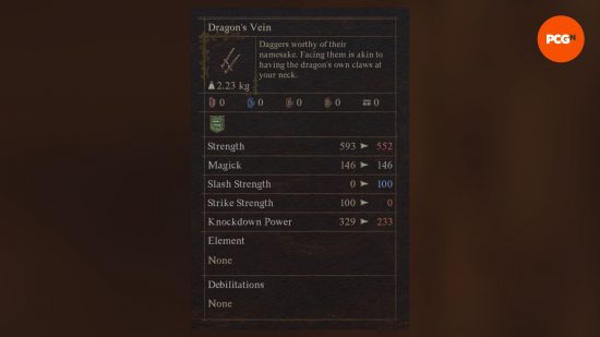 Best Dragon's Dogma 2 weapons: a menu screen showing a powerful pair of daggers.