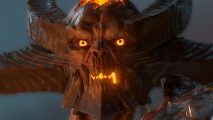 Diablo 4 Season 3 Gauntlet - Astaroth, a demon with four large horns and glowing orange eyes.
