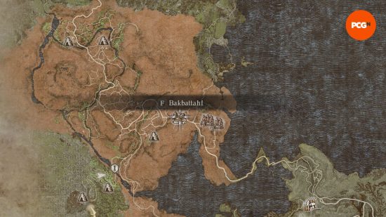 Dragon's Dogma 2 map: Bakbattahl is shown pinned on the map