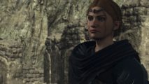 an arisen in dragons dogma 2 frowning with curiosity