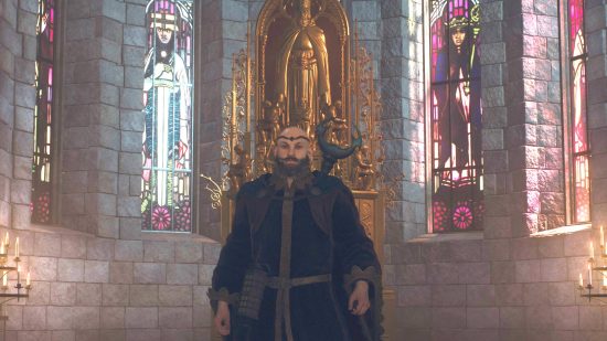 The Arisen is standing in the audience chamber in Dragon's Dogma 2 Disa's Plot quest.