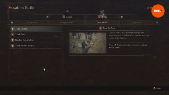 Dragon's Dogma 2 Fighter build: a videogame menu showing the skills of the Fighter class.